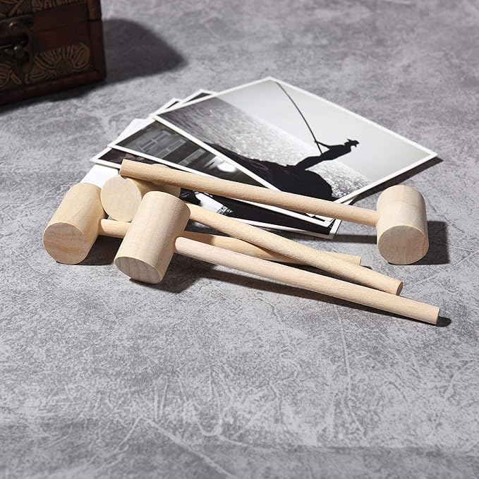 36 Pieces Wooden Hammers, Cute Mini Hammers for Crafts and Breakable Heart Chocolate