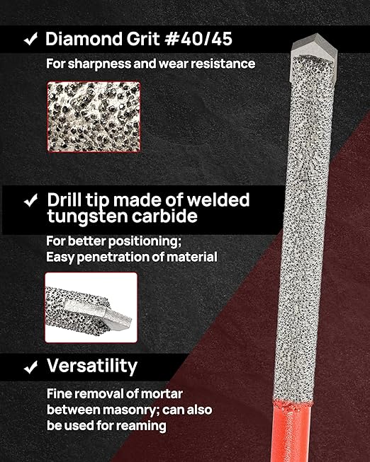 DT-DIATOOL Diamond Mortar Raking Bit - Tuck Pointing Bit with Carbide Tipped for Granite Marble Concrete Masonry Stone Removals Vacuum Brazed Bit (7.2 * 74mm)*5