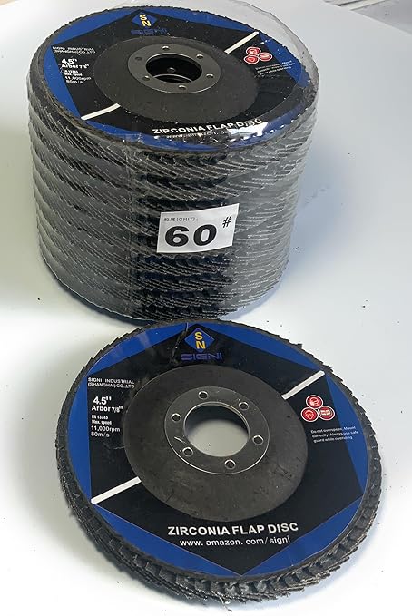 SIGNI 10-Pack Premium Zirconia Abrasive Flap disc for Angle Grinder Grinding Metal Steel (4.5 inch T29 60#)