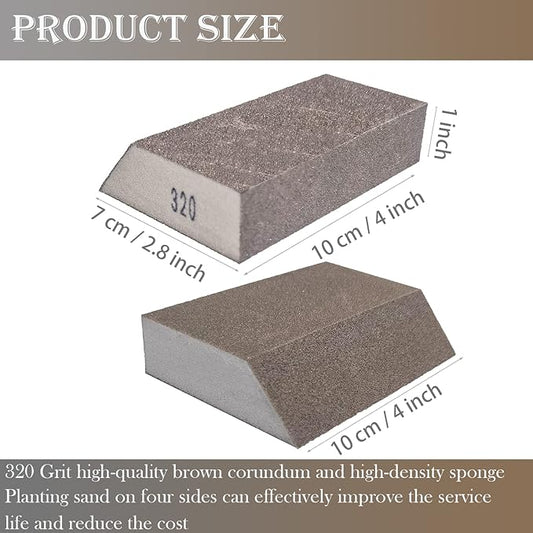 6 Pack Sanding Sponge, 320 Grit Sanding Blocks Assortment,Washable and Reusable for Wood Drywall Metal Home (320 Grit)