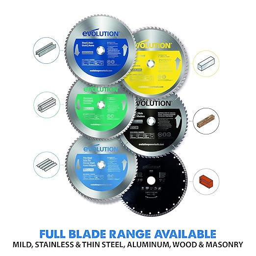 Evolution Power Tools 14BLADEST Blade for Cutting Mild Steel, For Circular and Chop Saws, No Heat, No Burrs & Virtually No Sparks, Carbide-Tipped TCT Blade For Cold Metal Cutting,14-Inch x 66-Tooth