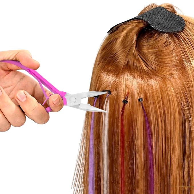 SIVOTE Hair Extension Pliers for Bead Extensions, Pink- Extension Tool Kit for Micro Links, Hair Extensions Pliers, and Seamless Beads Closure