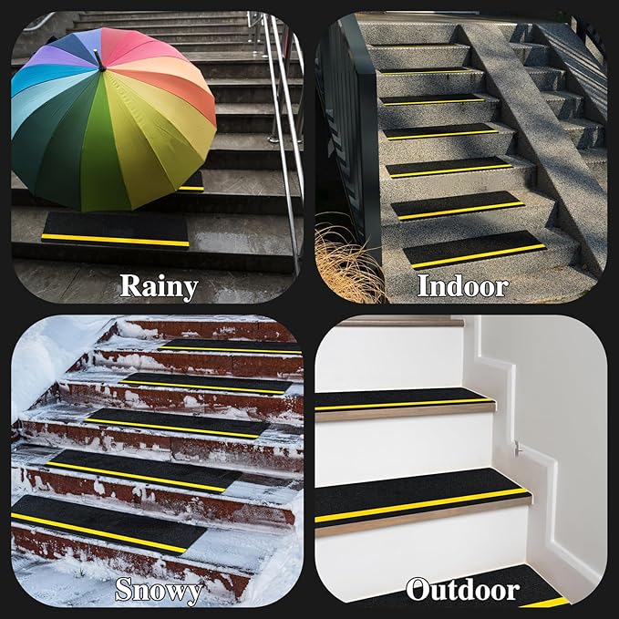 5 Pieces Anti Slip Tape with Reflective Stripe Non Slip Tape Grip Tape for Stairs Anti Slip Traction Tape, 6 by 24 Inches (Reflective)