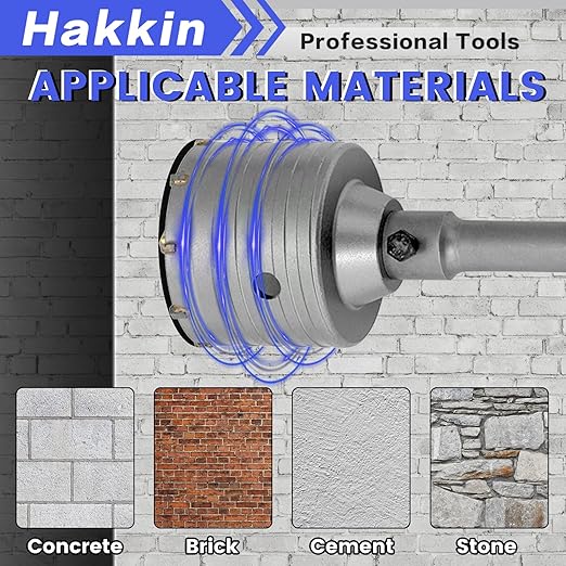 30 65 75mm Concrete Hole Saw Kit Drill Hole Cutter Set, Hakkin Cement Hole Saw with 220mm SDS Plus Shank Connecting Rod, Wall Hole Drill Bit for Stone Wall Foam Brick Home Improvement