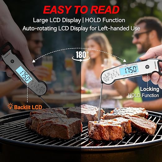 Atogou Professional Food & Meat Thermometer, 1 Sec Instant Read & 짹0.5??Accuracy, Thermocouple Sensor, IP67 Waterproof Digital Thermometer for Cooking, BBQ, Grill Gifts for Men Him Dad Birthday