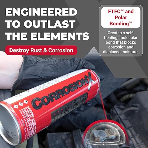 CorrosionX Rust Inhibitor, Industrial-Strength Dielectric Corrosion Prevention, Lubricant & Penetrant for Marine, Automotive, Electronics & RV Use, Protects Bolts, Cables, Engines, 4oz Trigger Spray