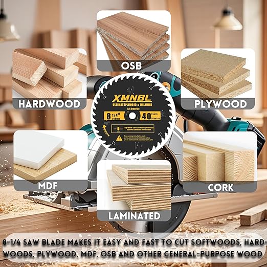 8-1/4 Inch Table Saw Blade 40 Teeth,8-1/4 Framing Saw Blade,Replacement for Diablo D0840,DeWalt DWA181440 Blade for Cutting Hardwoods,Softwoods,Veneer Plywood and Other Woods,40 ATB,Shaft 5/8 Inch