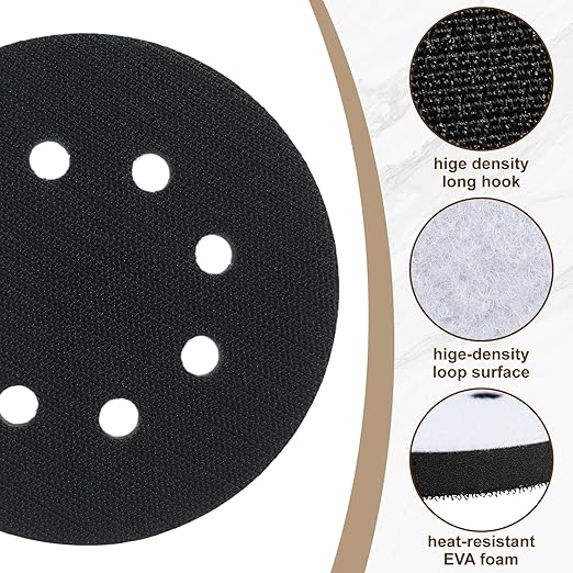 4 Pack Premium Foam Sanding Pads, 5 Inch 8 Holes Hook and Loop Sponge Cushion Buffer Backing Pad, Professional Sponge Sanding Pads and Soft Density Interface Pad for Orbital Sander