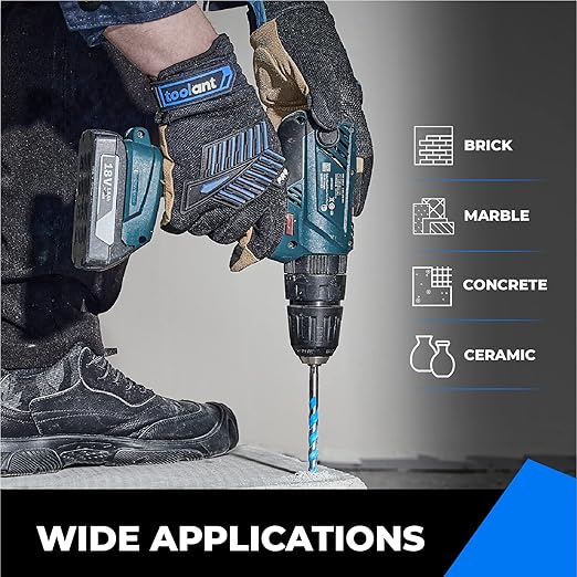 toolant 5/16" Concrete Drill Bit Set & Masonry Drill Bit Set, Shockproof Hex Shank Hammer Drill Bit Set for Glass/Brick/Plastic/Cement/Tile, Industrial Strength Carbide Drill Bit Tip 1/4" Box of 10