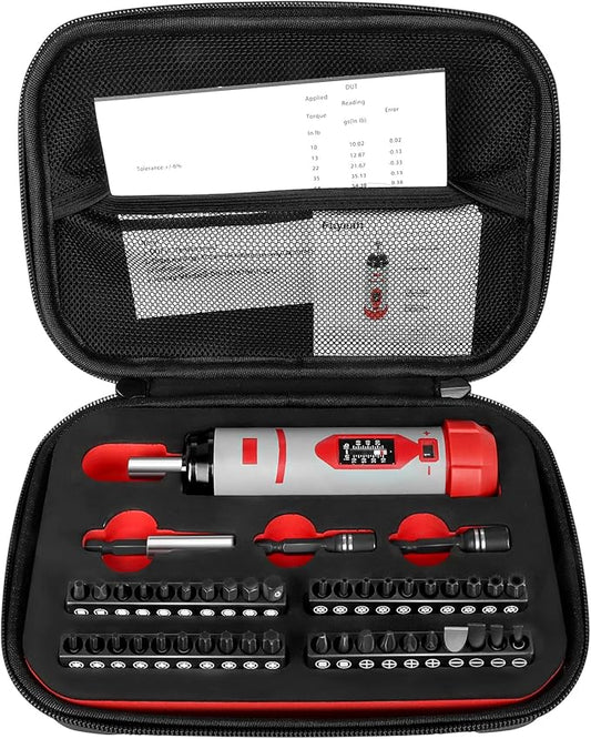 Torque Screwdriver Set 7.91 N쨌m (10-70 in-lbs) 1/4" Drive with 40 S2 Bits, Extended Bits Holder, Sleeve and Storage Bag, Perfect for Bike Repair, Scope Mounting, and Professional Maintenance