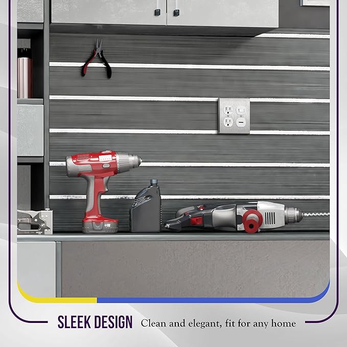 ENERLITES Double Duplex Receptacle Metal Wall Plate, Stainless Steel Socket Outlet Switch Cover, Corrosive Resistant, 2-Gang 4.50" x 4.57", 7722, 430, UL Listed, Silver, Standard Size