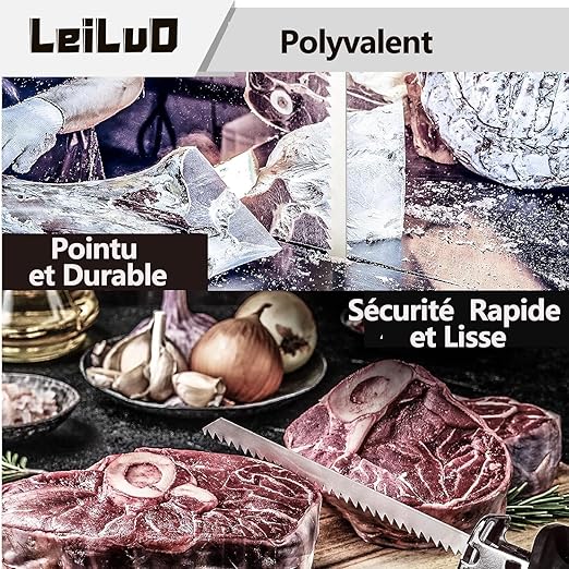 LEILUO 12-Inch Frozen Meat Bone Cutting Reciprocating Saw Blades 5 Piece Stainless Steel Sawzall Blades with Storage Box