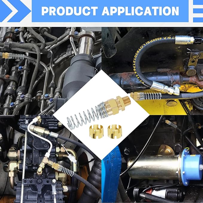 1/2??Hose x 1/2??Male Connector with Spring Guard, Dzakoot 2 Pack Air Brake Hose End Fitting with 2 Pack 1/2??Sleeve Tube