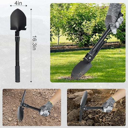 12PCS Geology Rock Pick Hammer Kit, Gold Mining & Prospecting Equipment Tool, including Hammer, Wooden Chisel, magnifying glass, Whistle, goggles, 5pcs wooden pottery knives