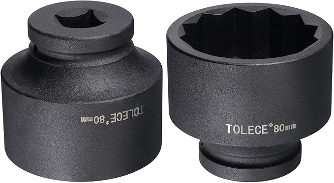 uxcell 1-Inch Drive 80mm 12-Point Impact Socket, CR-MO Steel 100mm Length, Standard Metric Sizes