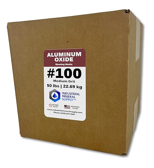 Aluminum Oxide - 50 lbs. or 22. 69 kg. - Sand Blasting Abrasive Media for Sandblasters, Sandblast Guns and Blast Cabinets (#100 - Medium)