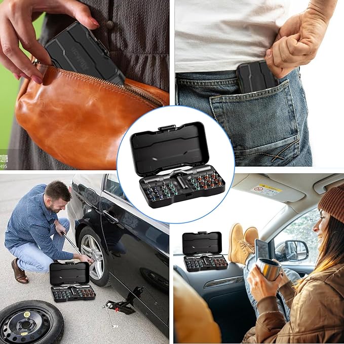 24-in-1 Magnetic Screwdriver Set - DIY Ratchet Screwdriver Kit with 24 Bits, Detachable Handle, & Precision Repair Tools for Furniture, Computers, Bikes (Black)