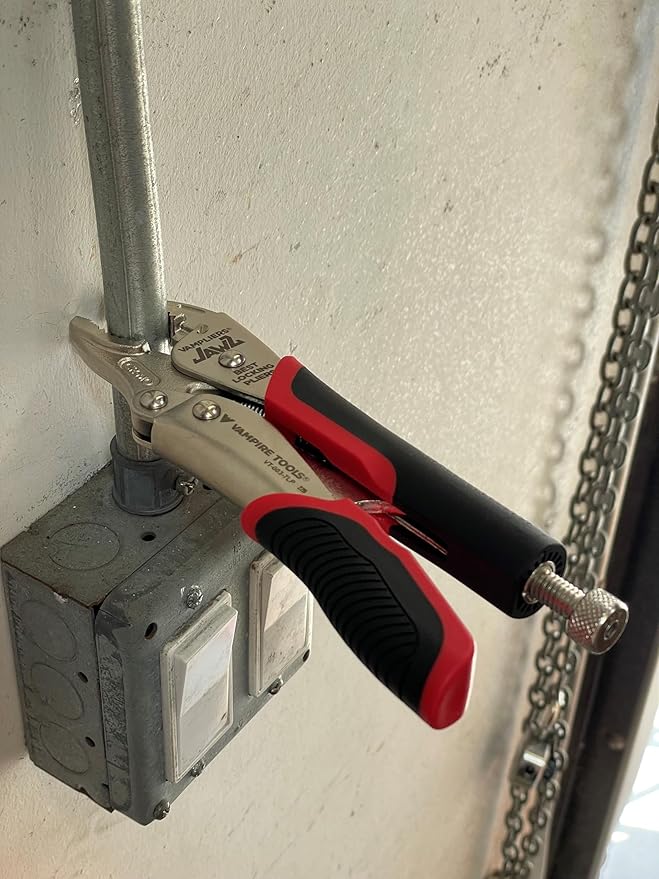 VAMPLIERS 7.5" Vise Grip Heavy Duty Locking Pliers with Screw Extractor Curved Jaws. Professional Grade. Secure Hold, Quick Release. Grip & Remove Stripped/Stuck Screws in seconds.