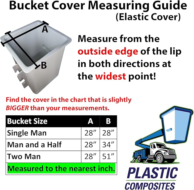 Bucket Truck Parts Economy Line Elastic Banded Bucket Cover, Fits 1.5 Man Bucket 28"x34" Edge to Edge