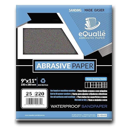 220 Grit Sandpaper Sheets 25 Pack 9x11 in Coarse Silicon Carbide Sandpaper Surface Preparation Wood Metal Paint Stripping Drywall Sanding Lija para Acero Inoxidable Woodworking Rust Removal