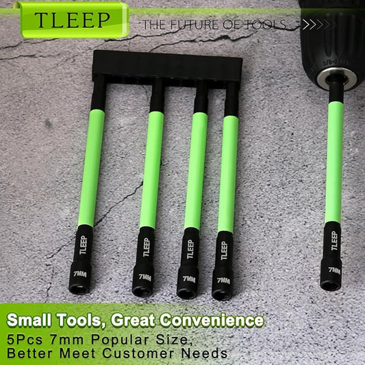 150MM 7mm Magnetic Power Nut Driver Set for Impact Drill, 1/4" Hex Head Drill Bit Set SAE Screwdriver Socket Set, Chrome Vanadium Steel Quick Change Chuck Socket Wrench Nut Setters