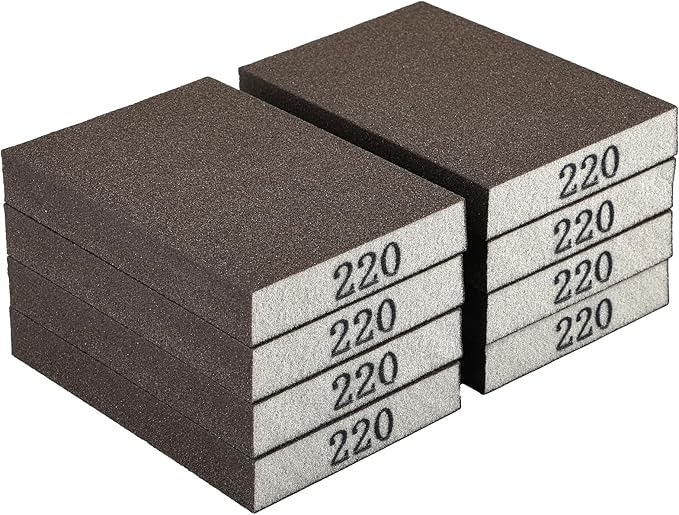 8 Pack Sanding Sponge, Sanding Blocks 220 Grit, Sand Paper for Wood Furniture, Sander Pads, Washable and Reusable Sandpaper for Drywall Metal Glasses Repair (220 Grit)