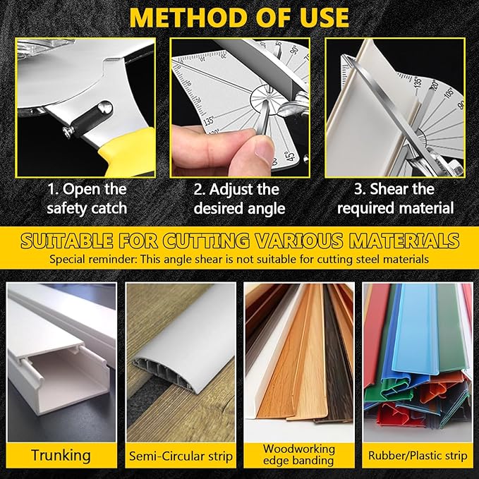 2 Pcs Miter Shears, Quarter Round Cutting Tool Adjustable at 22.5째 to 135째, Miter Shears for Angular Cutting Molding with 4 Replacement Blades, Trim Miter Cutter For Cutting Wood and Plastic (2)