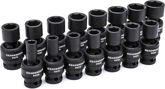 GEARWRENCH 1/2-Inch 6 Point Metric Universal Impact Socket Set (15 Piece) - 84939N