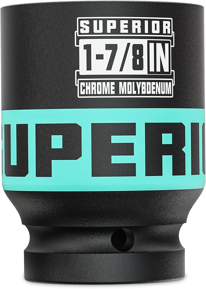 1" Drive Impact Socket, 1-7/8 Inch Deep Socket, SAE Axle Nut Socket, 6 Point, CR-MO, Automotive, Truck Maintenance, Heavy Equipment Repair