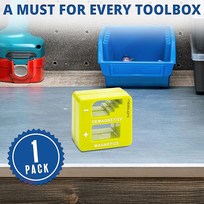 Demagnetizer and Magnetizer for Screwdrivers Tips, Bits, and Small Tools, Large or Big Screws, Drills, Drill Bits, Sockets, Nuts, Bolts, Nails and Precision Construction Tools - Yellow