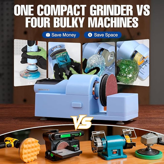 LET'S RESIN 4-in-1 Electric Resin Sanders and Polisher, 2000mAh*2 Large Battery Capacity, Powerful 3-Speed, LCD Display, Compact and Lightweight for Resin Grinding, Glass, Metal, Jade,etc