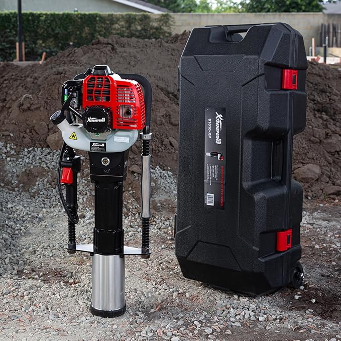 XtremepowerUS 52cc Gas-Powered T Post Driver Fence Post Driver Gasoline Piling 2-Stroke Engine EPA Certificated w/Storage Case