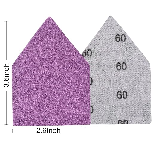 60 Grit Sandpaper 25PCS, 90mm x 65mm Triangle Sanding Sheets, Fits Milwaukee M12 Fuel Sander, Hook & Loop Detail Sander, White Fused Alumina Abrasive Sand Paper for Wood Finishing, Detail Sanding