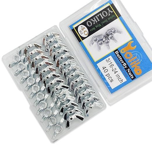 40 PCS 3/16-24 Inch Wingnuts, Quality Carbon Steel Wing Nuts Zinc Plated Fasteners Parts Butterfly Nut, Hand Twist Tighten Hardware Nuts Butterfly Wing-Nut 3/16-24??Assorted Kit