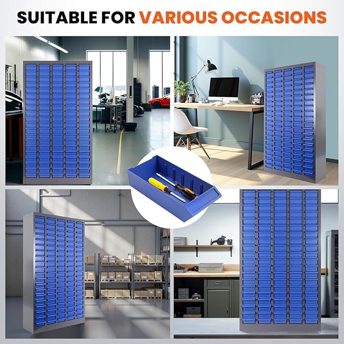 100 Drawers Nut and Bolt Organizer, 26x9x46 Stainless Steel Parts Cabinet with Shelfs & Labels Bolt Organizer for Workshop Tool & Hardware Storage and Organization (100 Drawers)