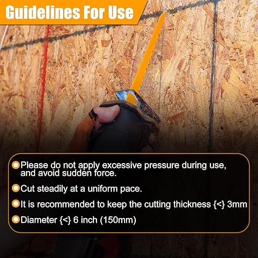 Lothee 50 Pack 6tpi Reciprocating Saw Blade Bulk Taper-Back Bi-Metal Saw Blades for Metal Woodcutting General Purpose Wood Cutting Pipe (6 Inch)