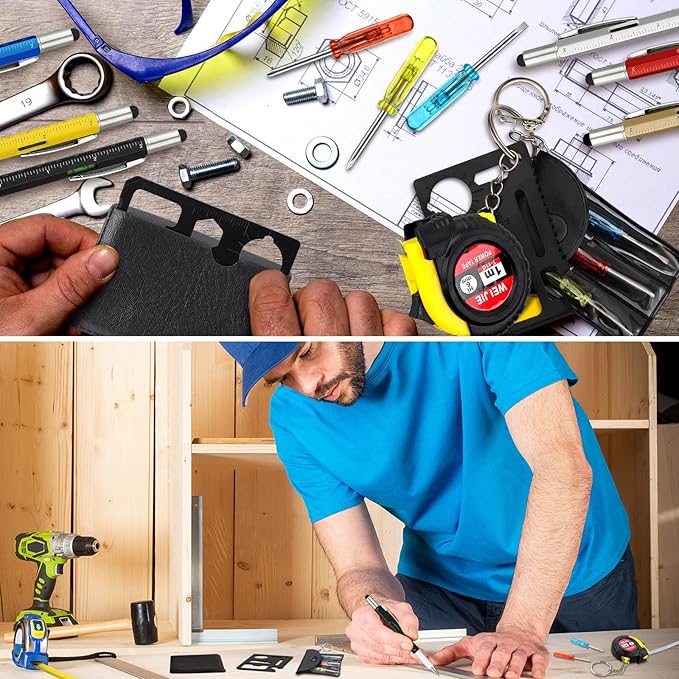 120 Pcs Mini Tape Screwdriver Keychain Set Valentine's Day Men Gifts Bulk Employee Appreciation Gift Bulk Multitool Pen Card for Adult Tool Party (Multicolor)