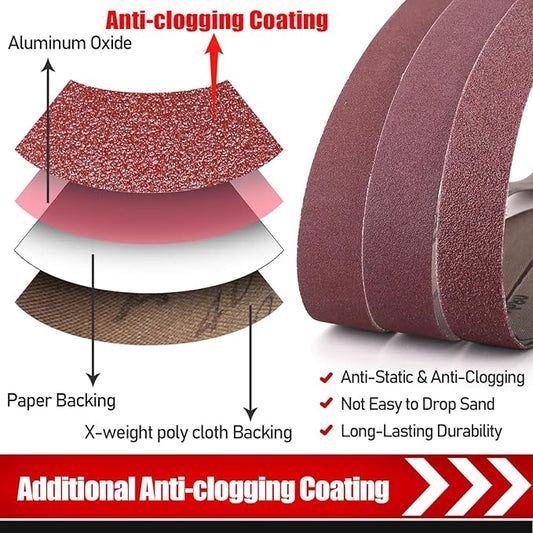 24 Pcs 1/2x18 Inch Sanding Belts, Replacement Knife Sharpener Sanding Belt Kit for Work Sharp Knife Tool Sharpener 60/80/120/180/240/400 Assorted Grits Sanding Belts for Belt Sander