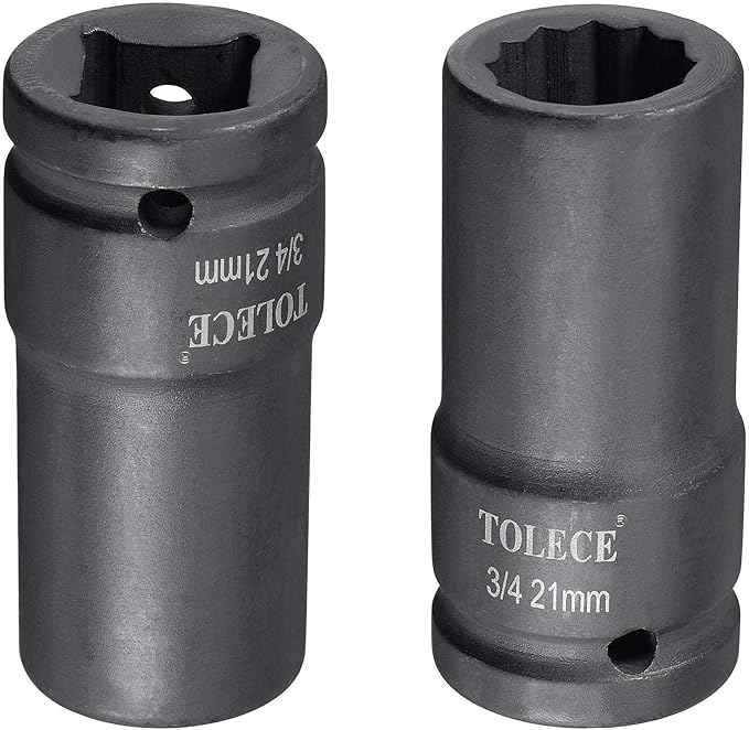 uxcell 3/4-Inch Drive 21mm 12-Point Deep Impact Socket, CR-MO Steel 78mm Length, Metric Sizes