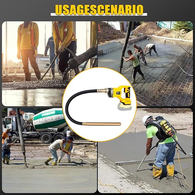 Handheld Concrete Vibrating Tool Compatible with Dewalt 20V Battery, 600W Cordless Concrete vibrator with 3.8FT Shaft Rod 5,500VPM Portable Pencil Cement Vibrarator Remove Air Bubble(No Battery)