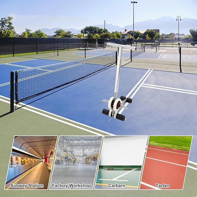 Floor Tape Applicator with Drawing Circle Kit Hand Push Line Striping Machine Parking Lot Striping Machine, for Basketball Courts, Road Warning