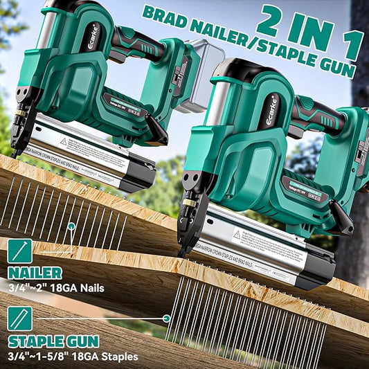 Ecarke Cordless 2 Inch Brad Nailer Compatible with Makita 18V Battery(No Battery),2 In 1 Electric Nail Gun,18GA Staple Gun with 1000 Nails, Battery Powered Nail Gun for Trim Wood Crafting Carpentry