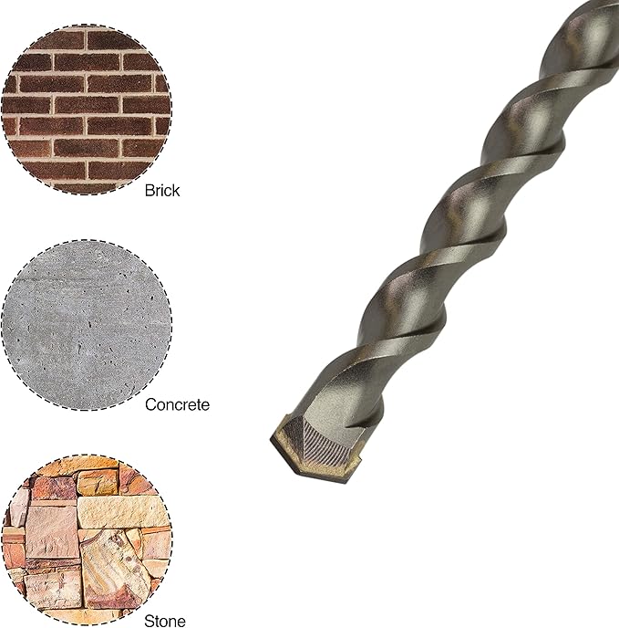 7/8 Inch x 18 Inch SDS Plus Rotary Hammer Drill Bit, Carbide Tipped for Brick, Stone, and Concrete (7/8" x 16" x 18")