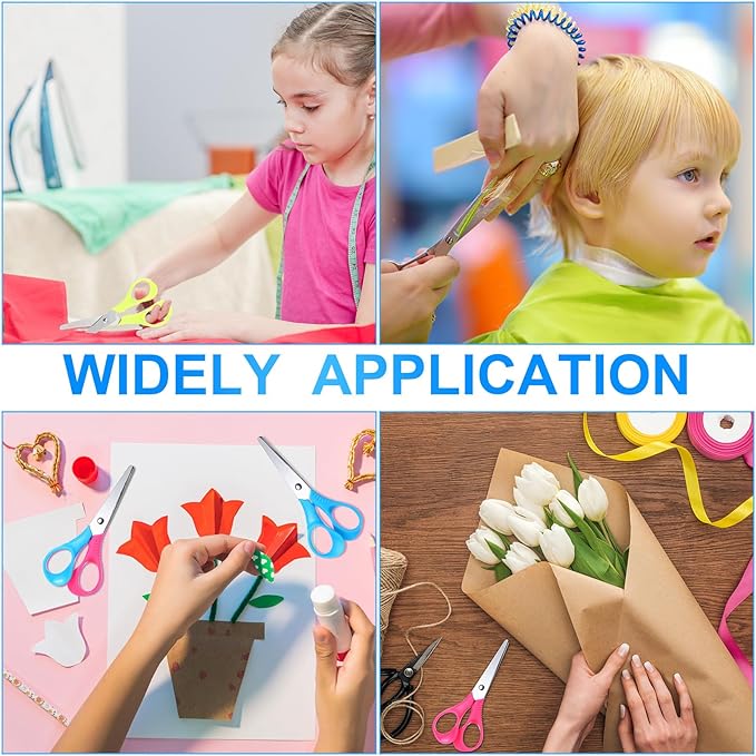 Reginary 36 Pcs Kids Scissors Bulk 5 Inch Student Children Blunt Tip Safety Scissors Multipurpose Rounded Tip for Office Home School Craft Supplies, Multicolor