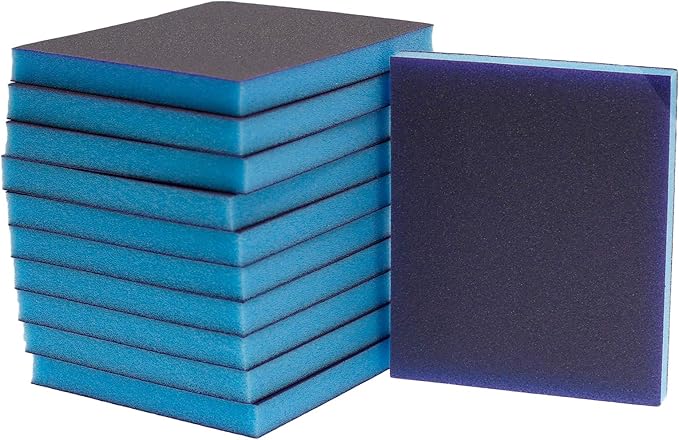 BokWin 16Pcs Sanding Sponge, 120 Grit Washable Sponge Sand Blocks, Wet and Dry Sanding Blocks for Plastic, Wood, Metal, Furniture (Fine Grade)