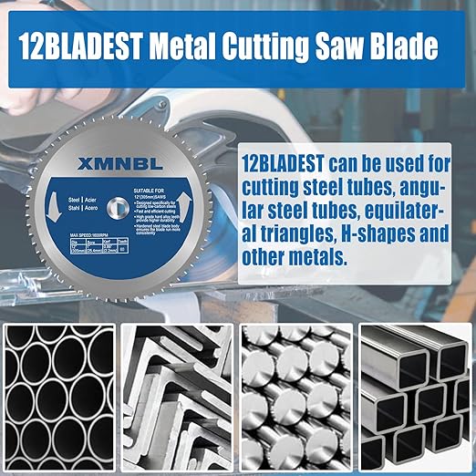 12 Inch Metal Cutting Saw Blade,Compatible with Evolution S380CPS Circular Saw,Replacement for Evolution 12BLADEST Metal Cutting Saw Blade,12 Inch x 60 Teeth,1 Inch Center Shaft,3 Warranty