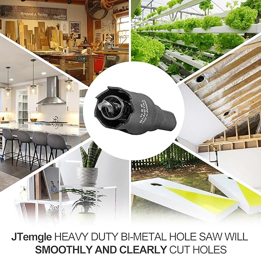 25/32 Inch Hole Saw with 9.1mm Triangle Shank Arbor, JTemgle Bi-Metal Hole Saw Heavy Duty Hole Cutting Tool for Cornhole Boards, Recessed Lights, Wood, Plastic, Drywall & Soft Metal