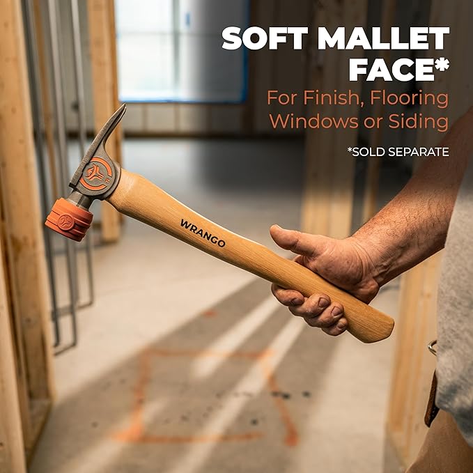 Wrango Tools Titanium Framing Hammer ??14oz Head, 17in Wood Handle, Milled Face, 38mm Diameter Pole