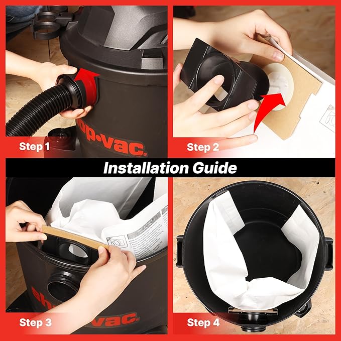 Shop-Vac 9066133 Disposable Filter Bags, Fits 5-9 Gallon Vacs, For Dry Pick-Up Only, White Paper, (3-Pack)