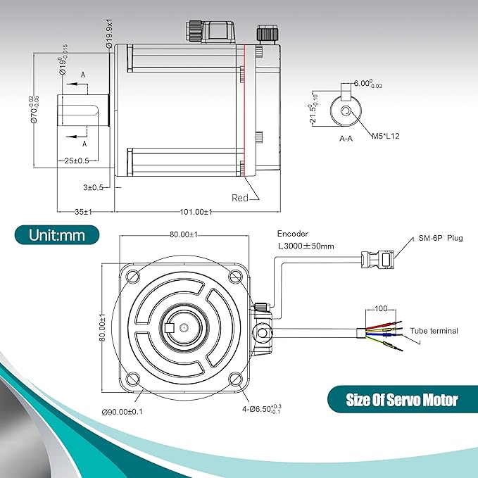 Without Brake 750W AC Servo Motor Kit, CNC 220V 4.4A 3000rpm L3000 17-bit Encoder RS485 Servo Motor Driver Controller Kit for CNC Engraver Milling Machine/Robot
